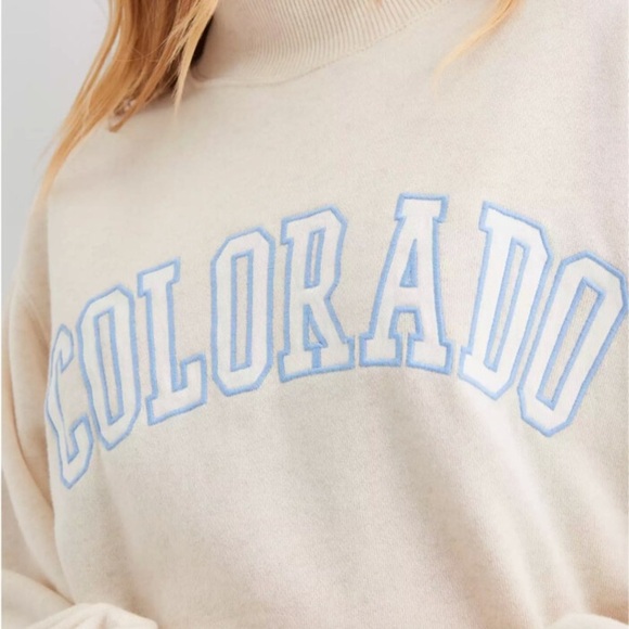 aerie The Sweat Everyday Cozy Mock Neck Sweatshirt Colorado Cream Neutral XS - Picture 2 of 11